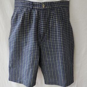 Bugle Boy Blue Walking Bermuda Blue and Gray Plaid 4 pocket Shorts W Size 16 R